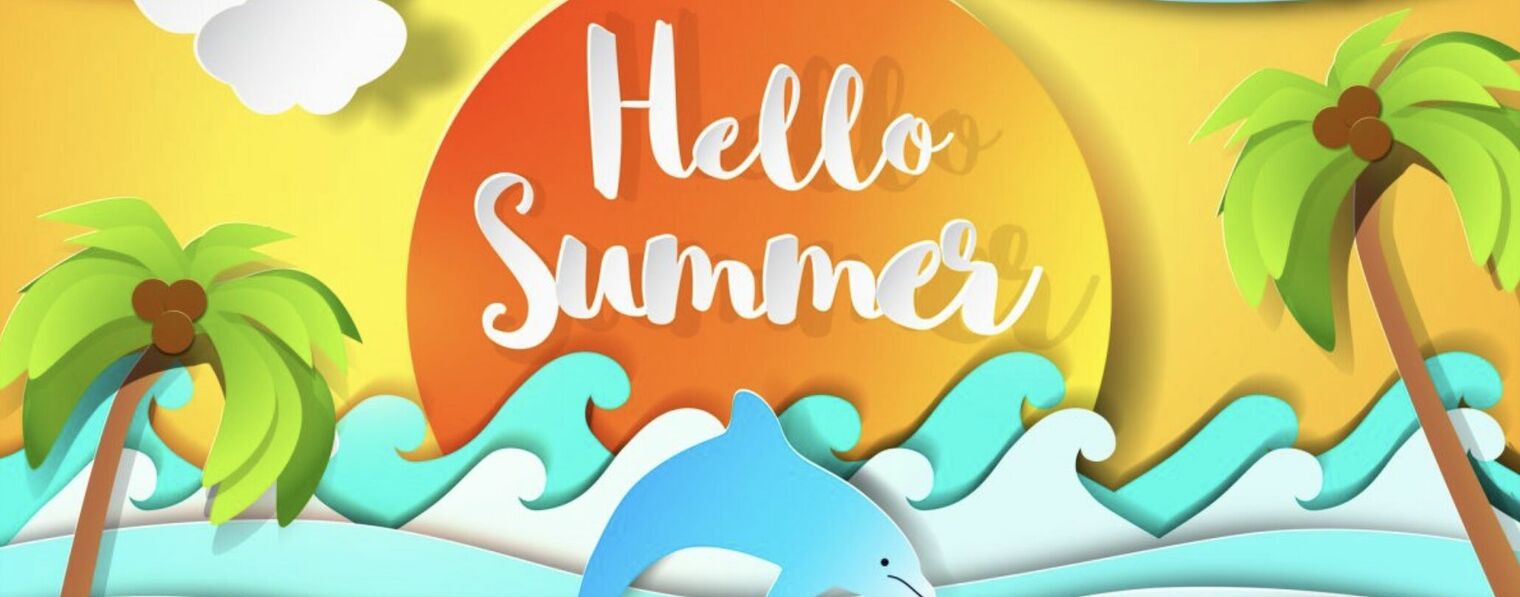 Art with dolphin and message: hello summer