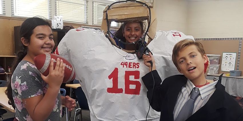 students dressed as football pros