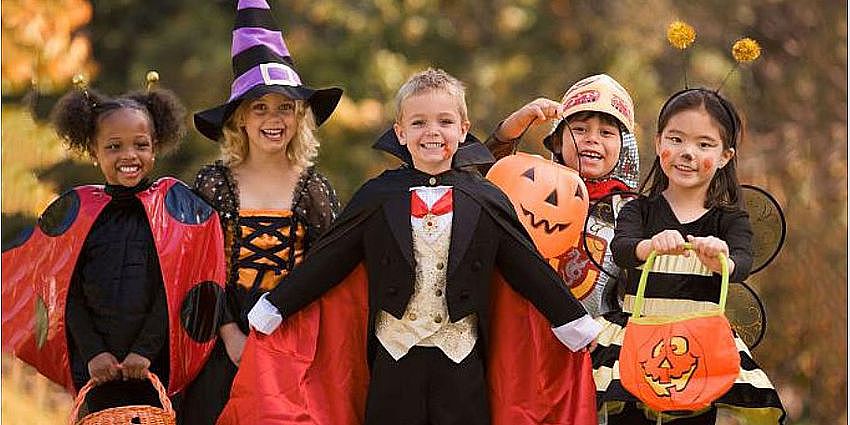 Children wearing Halloween costumes