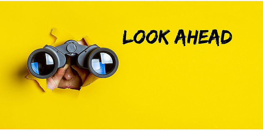 Binoculars with title saying "Look Ahead"