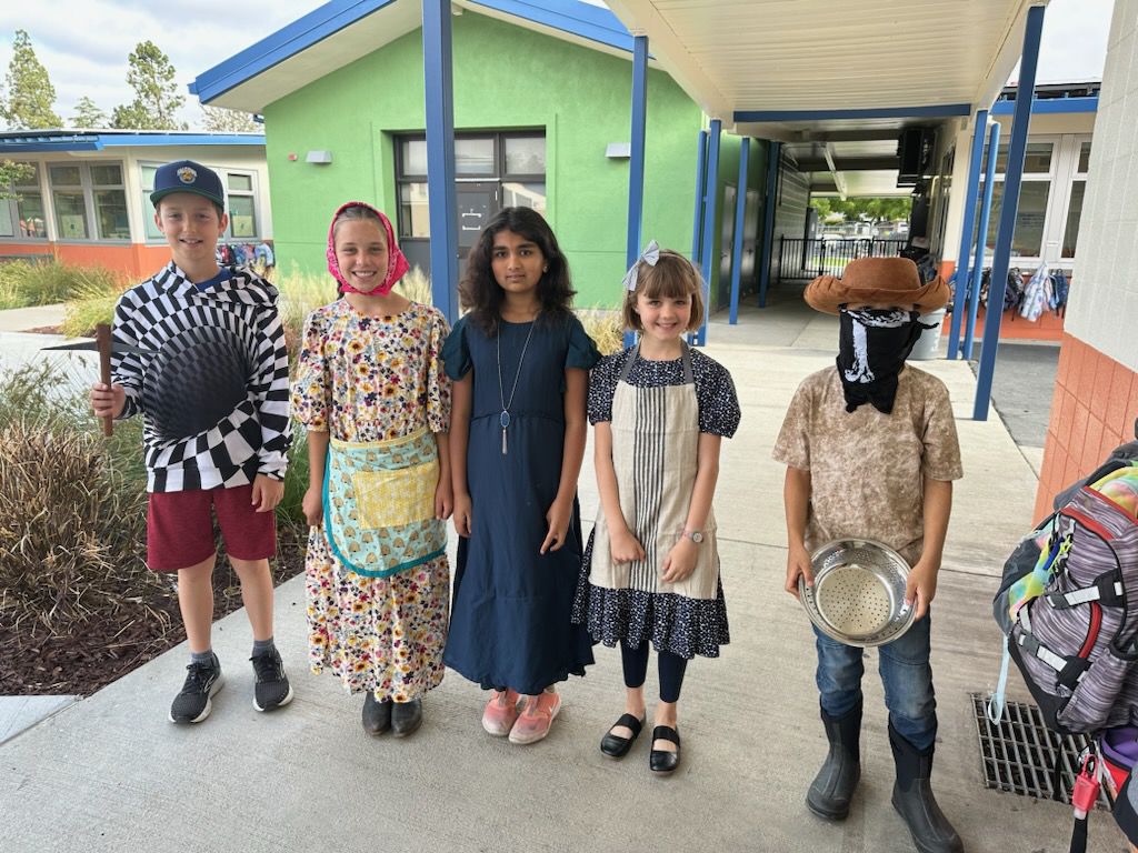 Students in gold rush costumes