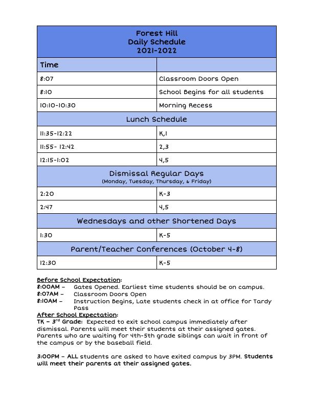 Bell Schedule