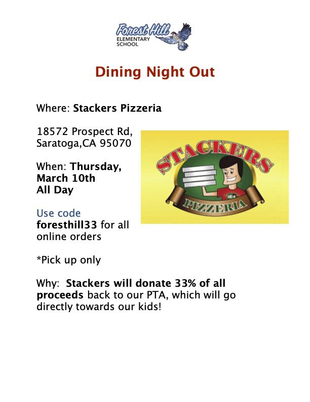 Stackers Pizzeria Dining Out Flyer